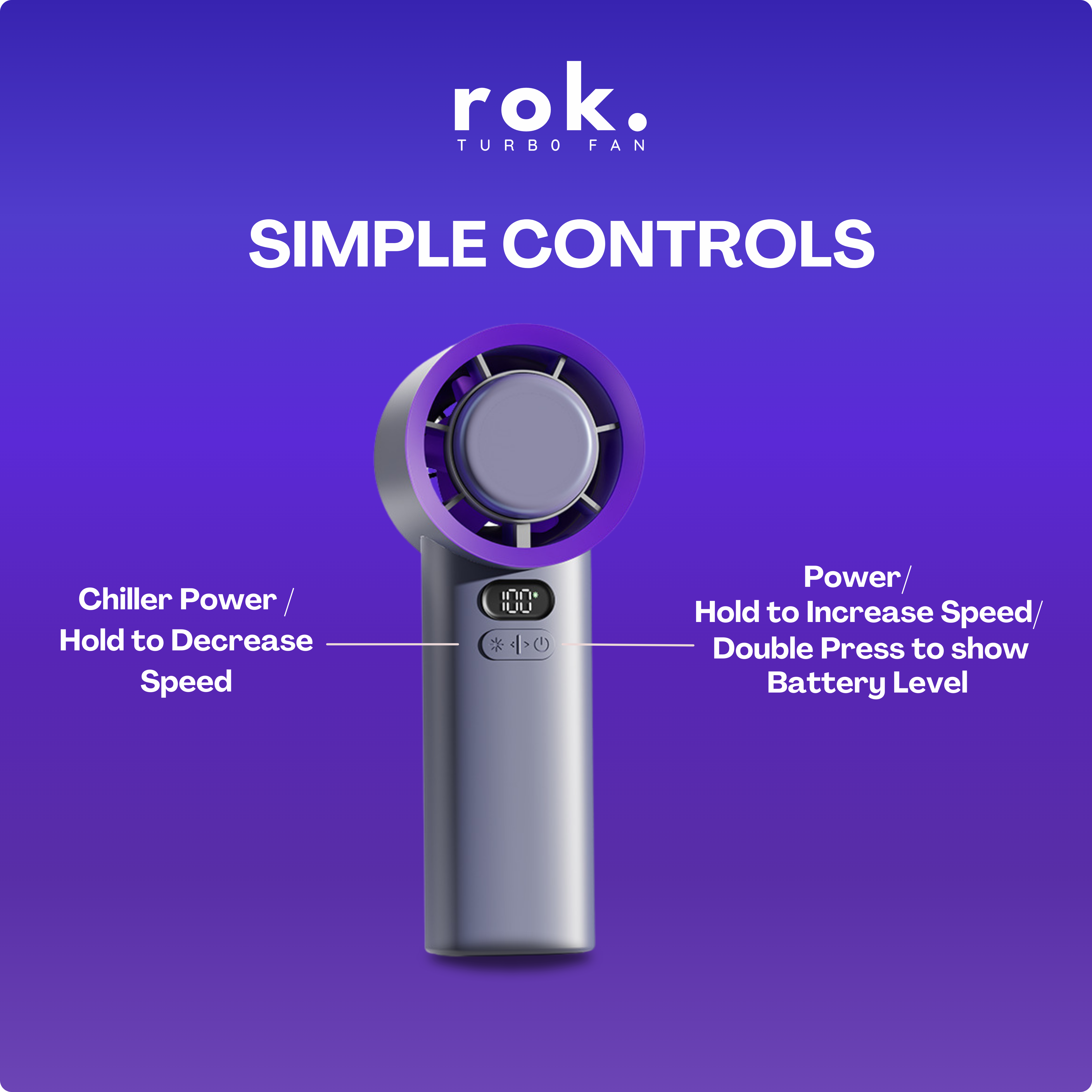 The Rok Fan™ Portable Handheld Fan with Superconductor Cooling Plate